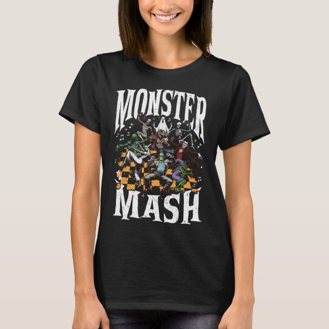 Camiseta Monstro Mash Retro Halloween Monstro Engraçado Spo (Frente)