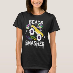 Camiseta Monstro Miçangas de Caminhão Esmagador Mardi Gras