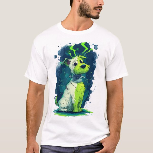 Camiseta Monstro Mut � Cachorro Bonito de Halloween (Frente)