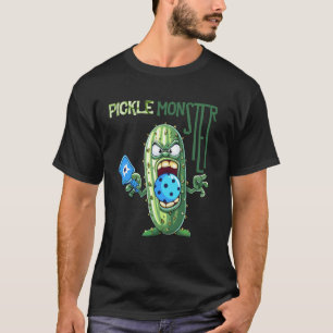 Camiseta Monstro Pepino Engraçado Pickleball Esportes Horro
