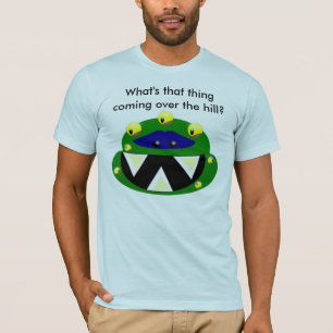 Camiseta monstro, que essa coisa está vindo sobre o monte?
