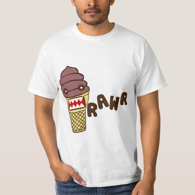 Camiseta Monstro RAWR do sorvete do chocolate (Frente)