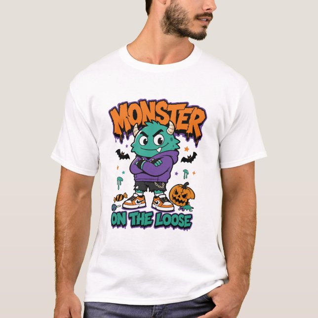 Camiseta Monstro Solto no Halloween Monstro de Rua (Frente)