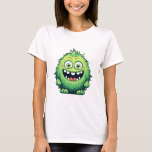 Camiseta Monstro Verde Fofo Sorridente Desenho Animado