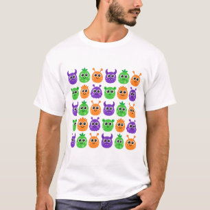Camiseta Monstros com Olhos Saltitantes Padrão Fofo de Hall
