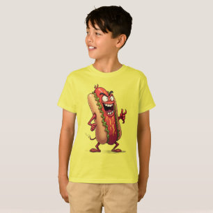 Camiseta Monstros da Comida CACHORRO-QUENTE DO MAL