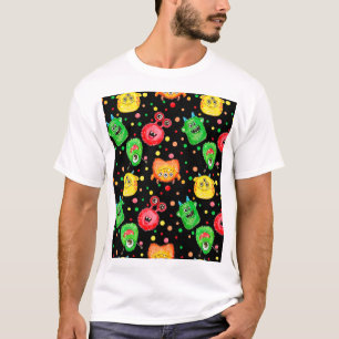 Camiseta Monstros de Aquarela: Padrão sem costura bonito