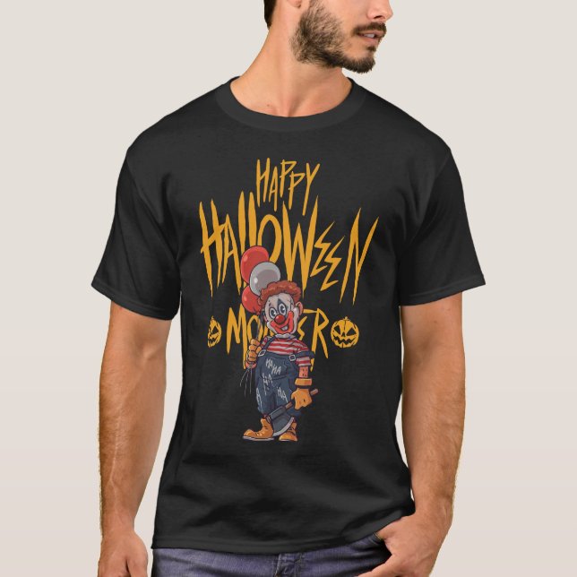 Camiseta monstros de halloween : palhaço (Frente)