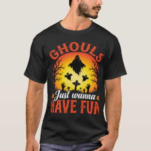 Camiseta Monstros de Halloween Só Querem se Divertir Design