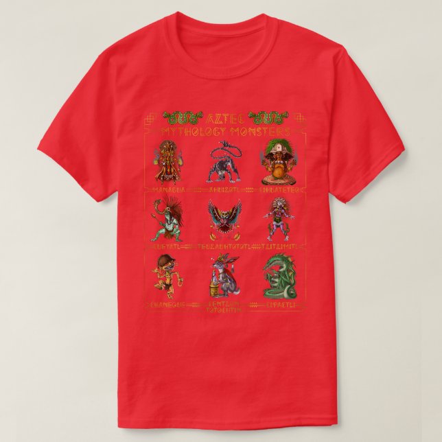 Camiseta Monstros de mitologia asteca (Frente do Design)