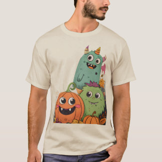 Camiseta Monstros e Amigos da Abóbora Bonitos do Halloween