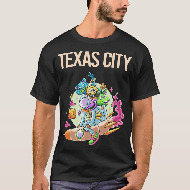 Camiseta Monstros Felizes - Cidade do Texas (Frente)