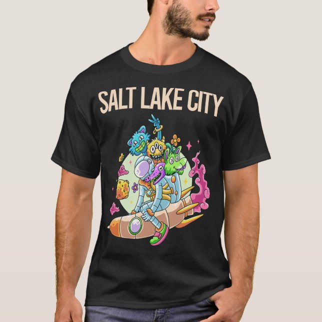 Camiseta Monstros Felizes - Salt Lake City (Frente)