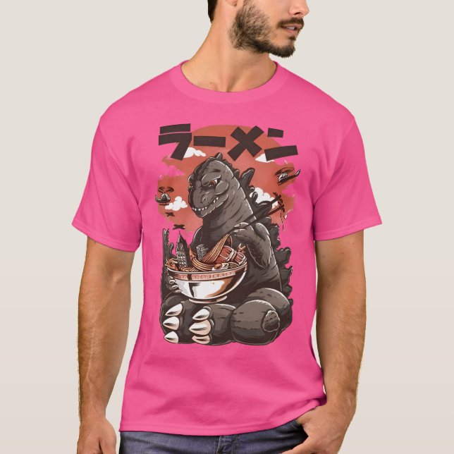 Camiseta Monstros legal Comendo Ramens (Frente)