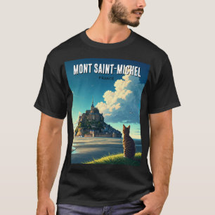 Camiseta Mont Santo-Michel Viagem Cat T-Shirt