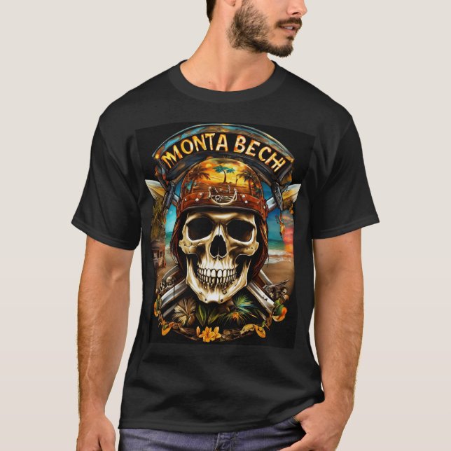 Camiseta "Monta Beach: Biker Skull Odissey" (Frente)