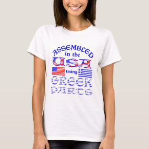 Camiseta Montado nos EUA com Peças Gregas Feminino