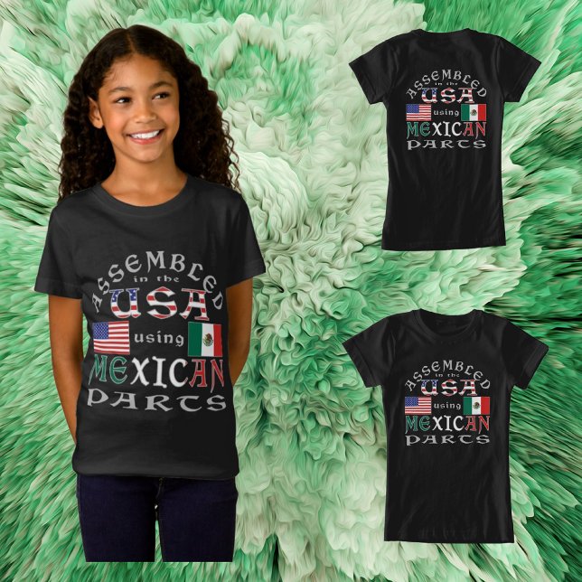 Camiseta Montado nos EUA usando a mexicana para personaliza (Criador carregado)