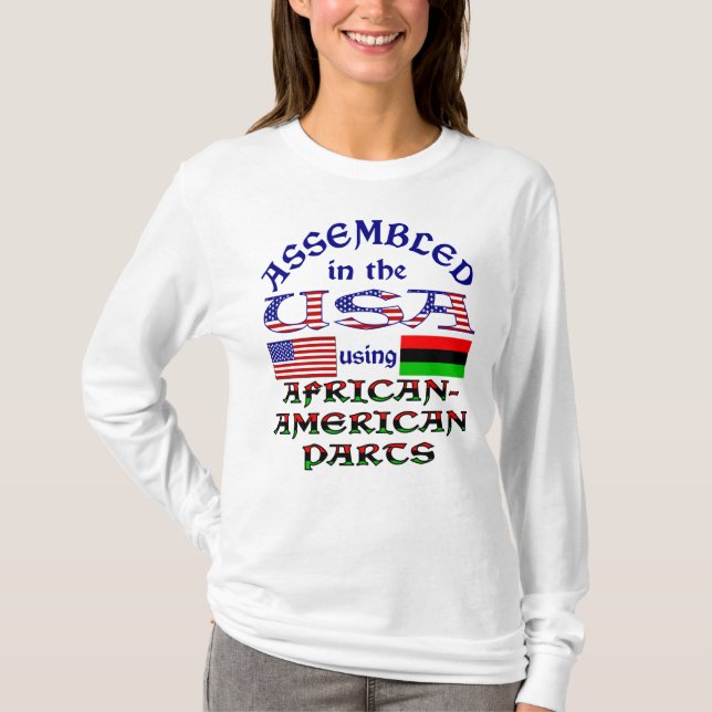 Camiseta Montado nos EUA usando peças afro-americanas (Frente)