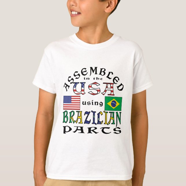 Camiseta Montado nos EUA usando peças brasileiras (Frente)