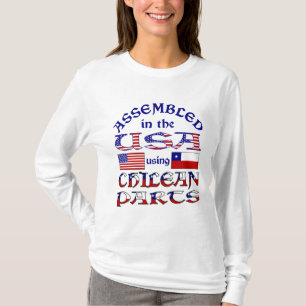 Camiseta Montado nos EUA Usando Peças Chilenas Feminino