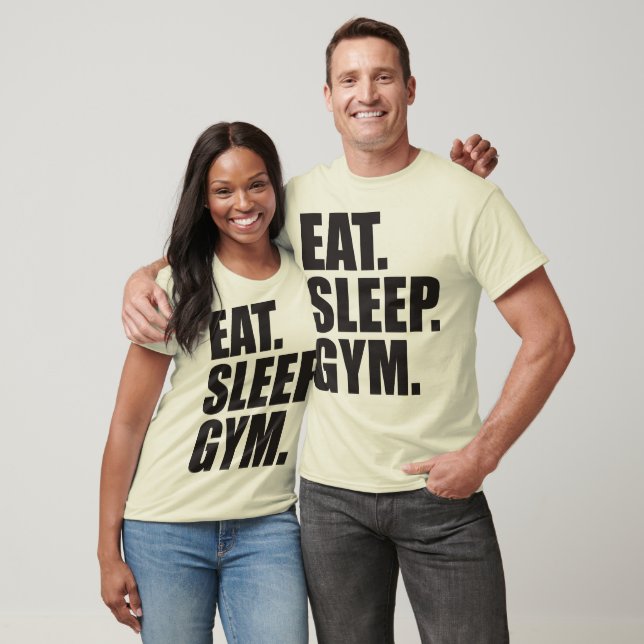 Camiseta Montagem - Comer, Dormir, Gym (Unissex)