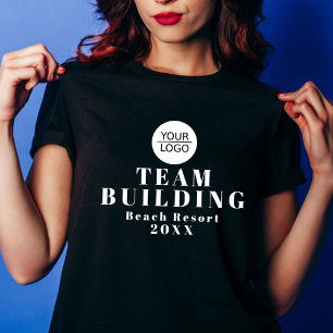 Camiseta Montagem de logotipo da empresa preto