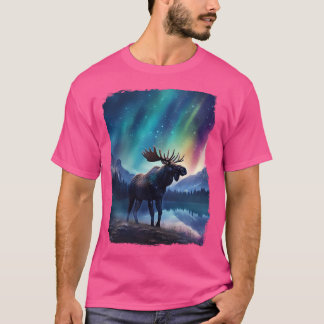 Camiseta Montagem de paisagem da Acurora Borealis, Norte de