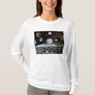 Camiseta Montagem dos planetas e das luas de Jupiter