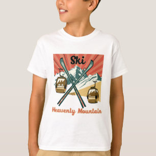 Camiseta Montagem Pesada de Esqui de Montanha Pesada Retroa