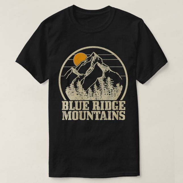 Camiseta Montagens de Blue Ridge Vintage Vintage Caminhando (Frente do Design)