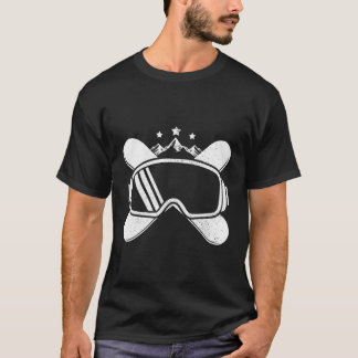 Camiseta Montagens de vintage em prancha de neve Óculos Sno