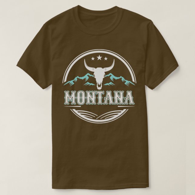 Camiseta Montana Cattle Steer Mountain Range Wilderness Cam (Frente do Design)