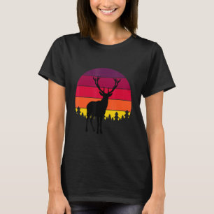 Camiseta Montana Deer Hunter Sunset Vintage Retro Hunting