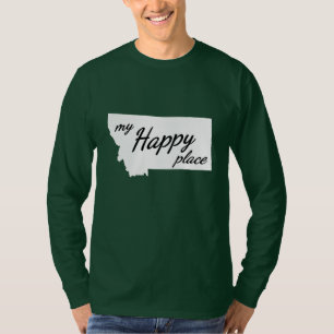Camiseta Montana é meu lugar feliz branco & preto