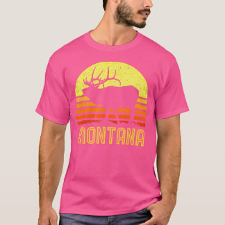 Camiseta Montana Elk Hunter Pai Vintage Retro Sun Arco Hunt