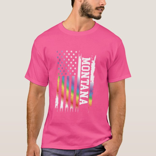 Camiseta Montana Estados Unidos aflita o arco-íris com band (Frente)