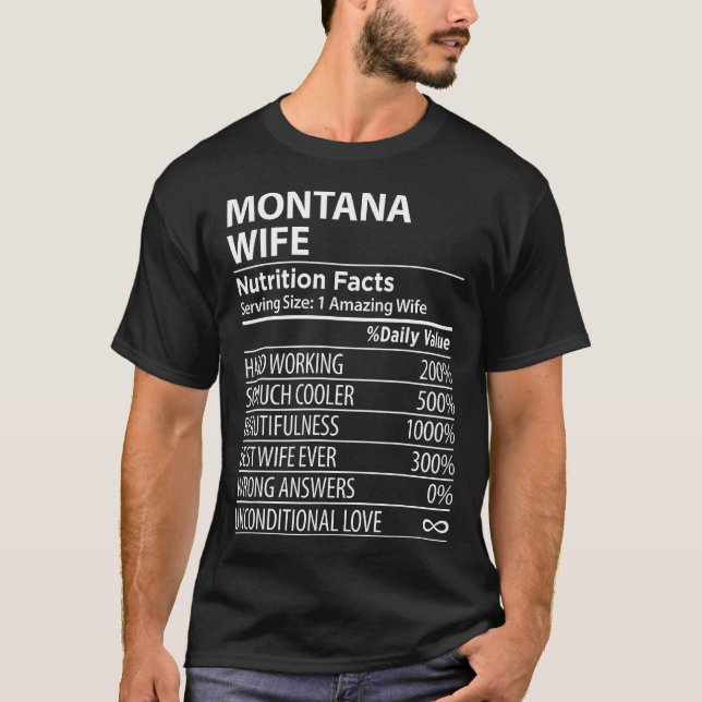Camiseta MONTANA MT WIFE Fatos Nutricionais Mulheres Estado (Frente)