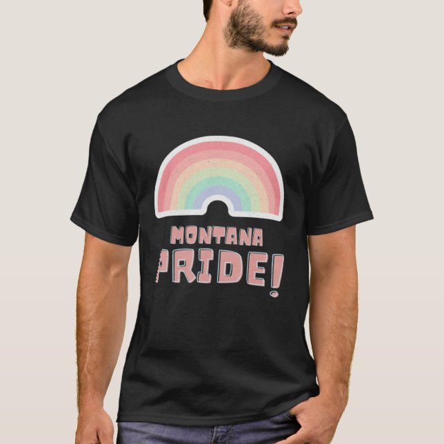 Camiseta Montana Pride LGBTQ Cute Rainbow Minimalist Pride (Frente)