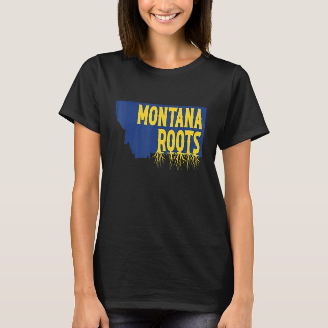 Camiseta Montana Roots On Montana State Map Silhouette (Frente)