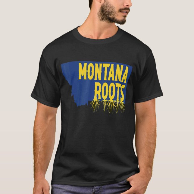 Camiseta Montana Roots On Montana State Map Silhouette (Frente)