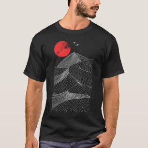 Camiseta Montanha Abstrata Sol Vermelho