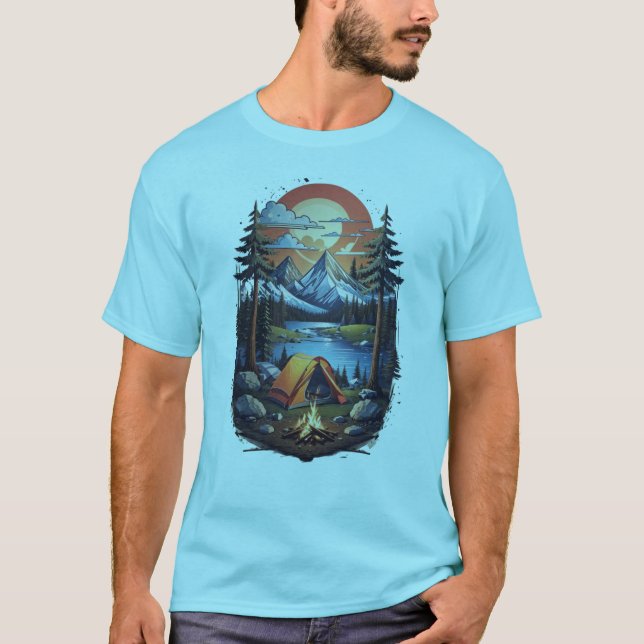 Camiseta Montanha acampando de trás (Frente)