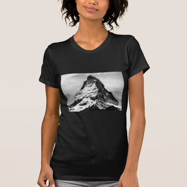 Camiseta Montanha alpina icónica Matterhorn preto e branco (Frente)