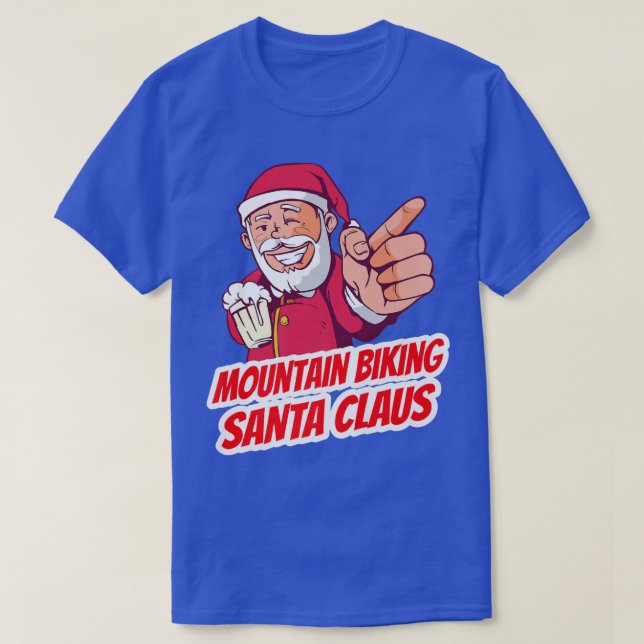 Camiseta Montanha Biking Santa Claus Feriado de Natal Moun (Frente do Design)