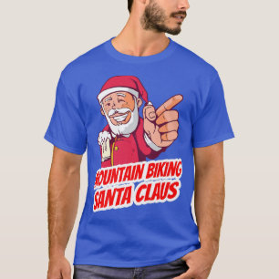 Camiseta Montanha Biking Santa Claus Feriado de Natal Moun