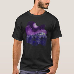 Camiseta Montanha Caminhando Floresta de Lua Completa Natur