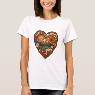 Camiseta Montanha Coração GRL PWR Feminista Selvag