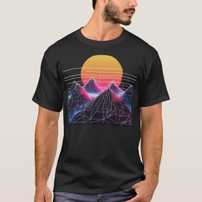 Camiseta Montanha Cyberpunk, Montanhas do Exterior (Frente)