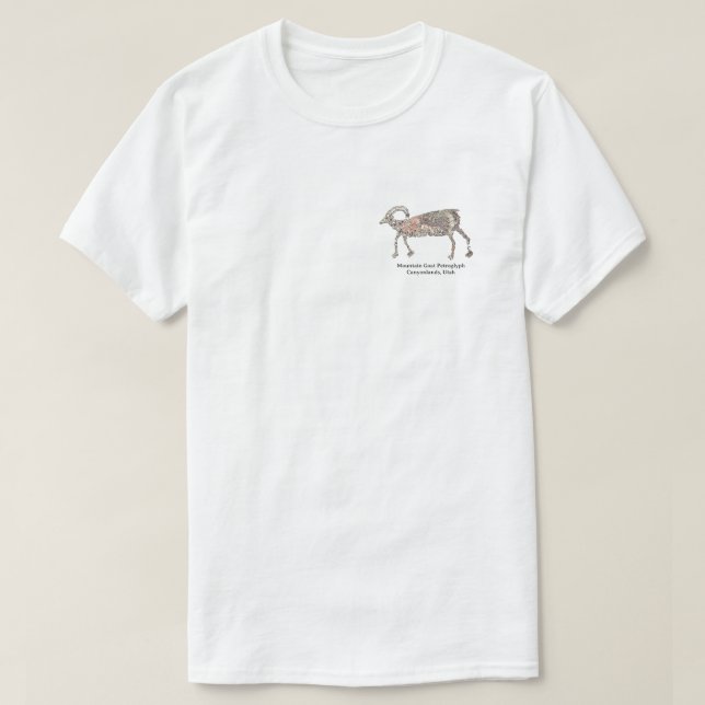 Camiseta Montanha de Goat Petroglicph (Frente do Design)
